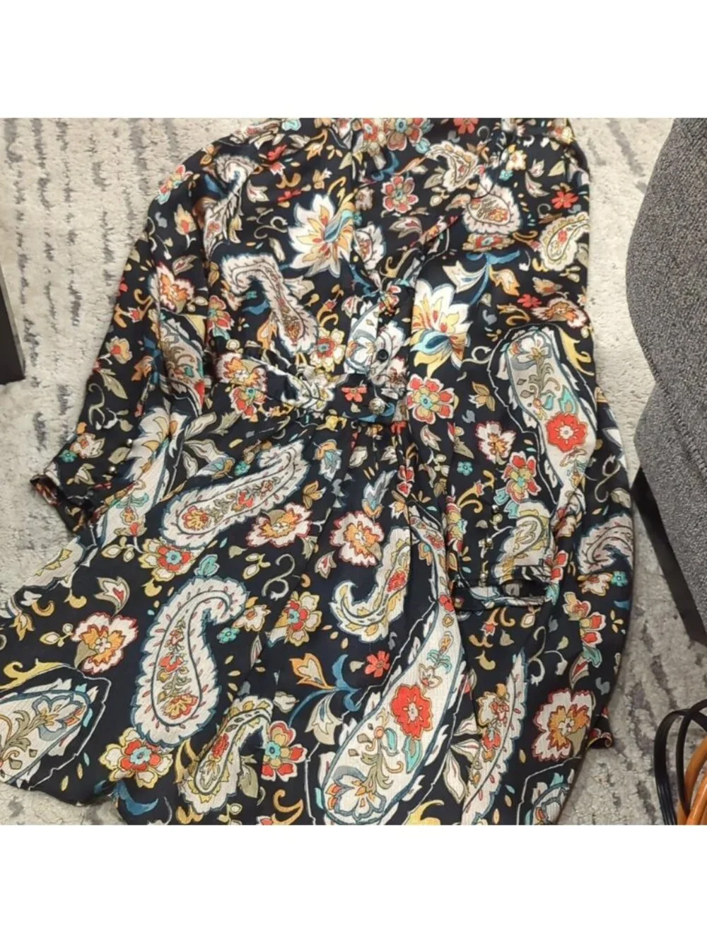 Zara Printed Soft vneck dress